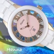 【HANNA】漢娜腕錶 白陶瓷鏤空設計晶鑽女錶-粉面白珠/6948GM-VX8212-3(保固二年)