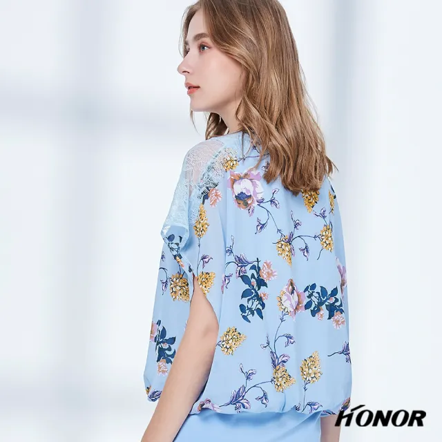 【HONOR 山形屋】質感花卉飛鼠袖上衣(MOMO獨家限定)