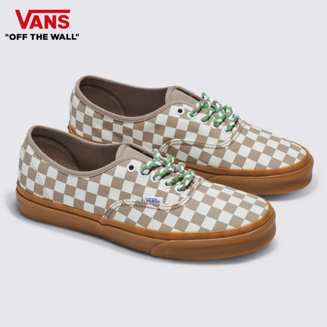 VANS 官方旗艦 Authentic 男女款奶茶色棋盤格滑板鞋