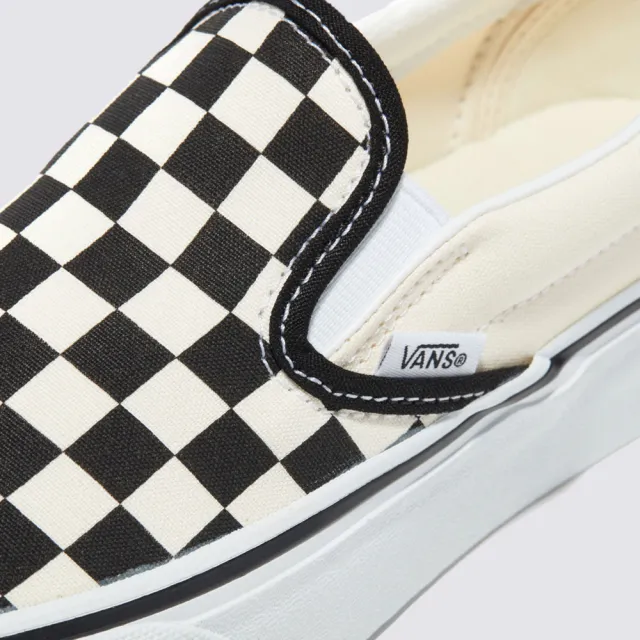 【VANS 官方旗艦】Classic Slip-On Platform 男女款黑白棋盤格滑板鞋/休閒鞋/帆布