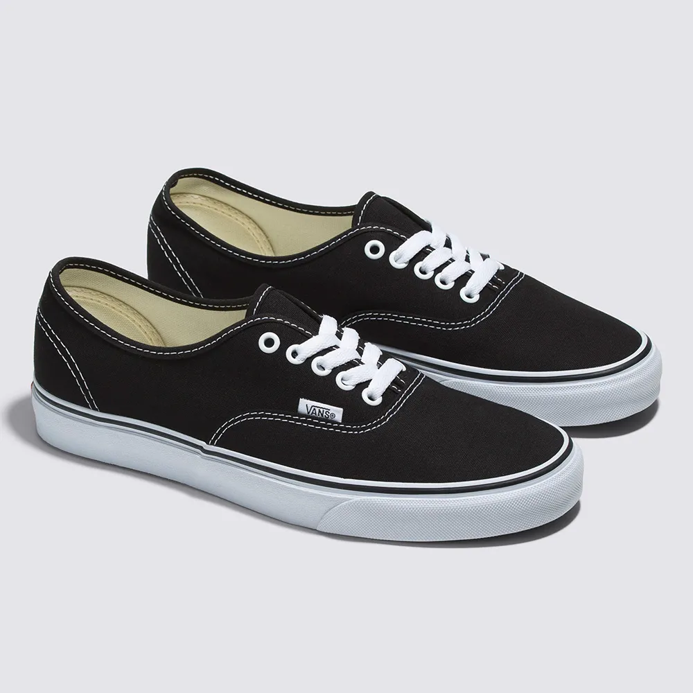 【VANS 官方旗艦】Authentic 男女款黑色滑板鞋/休閒鞋/帆布