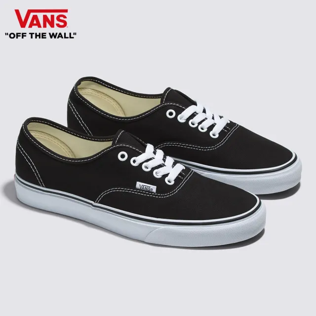 【VANS 官方旗艦】Authentic 男女款黑色滑板鞋/休閒鞋/帆布