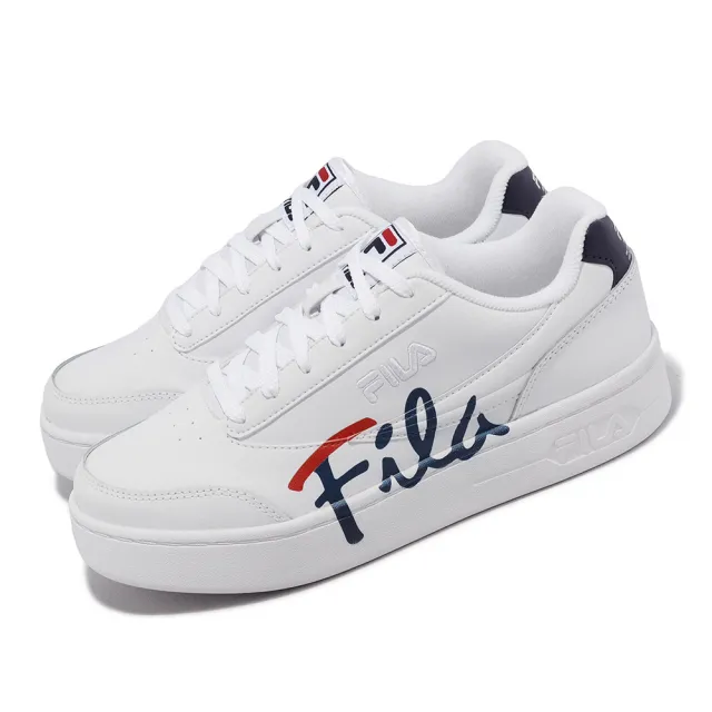 【FILA】休閒鞋 Court Lux 男鞋 女鞋 小白鞋 情侶鞋 厚底 增高 皮革 斐樂 單一價(4C304X123)