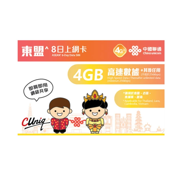 中國聯通 南韓5日10G通話上網卡(韓國 通話 網卡)折扣推