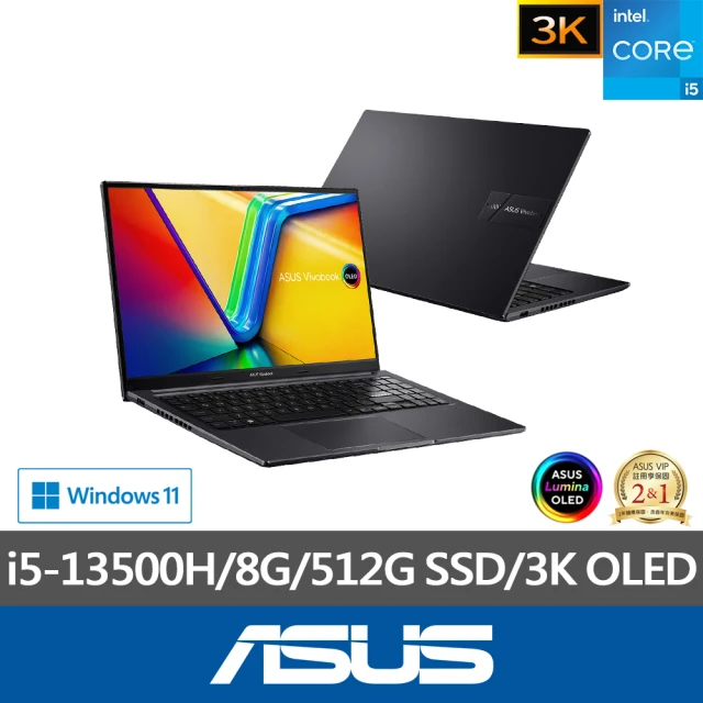 ASUS 微軟M365一年組★15.6吋i5輕薄筆電(Vivobook X1505VA/i5-13500H/8G/512G SSD/W11/OLED/3K)