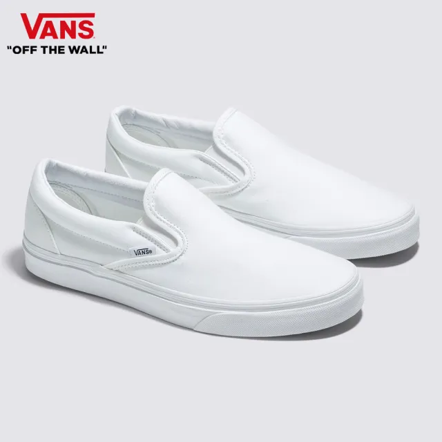 【VANS 官方旗艦】Classic Slip-On 男女款全白色滑板鞋/休閒鞋