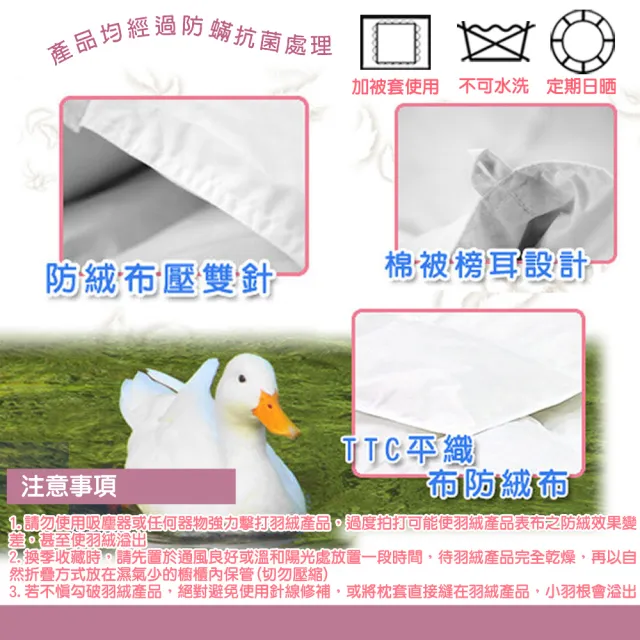 【凱蕾絲帝】台灣製造-6x7尺耐寒5℃羽絨毛被純天然蓄熱保暖(雙人-高回購率/冬被)