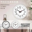 【RHYTHM日本麗聲】簡約設計亮彩經典款大字體超靜音掛鐘(極簡白)
