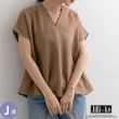 【JILLI-KO】慢生活-復古棉麻寬鬆色織細格T恤上衣紋襯衫-F(多款任選)