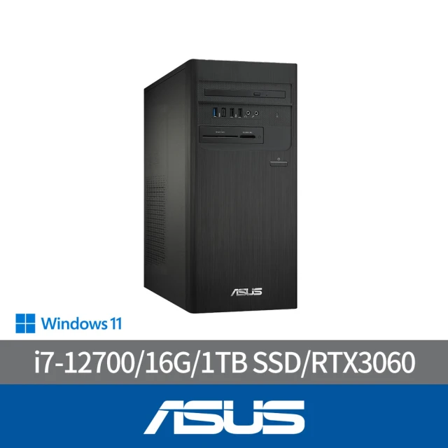 【ASUS 華碩】i7 RTX3060電腦電腦(i7-12700/16G/1TB SSD/RTX3060/W11/H-S500TD-712700026W)