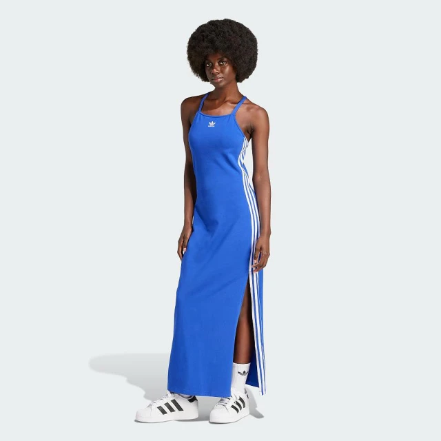 adidas 愛迪達adidas 愛迪達 連身洋裝 女款 長裙 三葉草 亞規 3 S DRESS MAXI 藍 IR8139