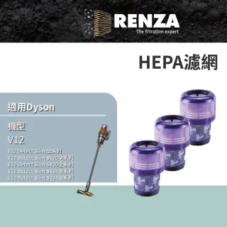 【RENZA】濾網 適用 Dyson 戴森 吸塵器 V12 HEPA濾網 3入組(替代 971517-01)