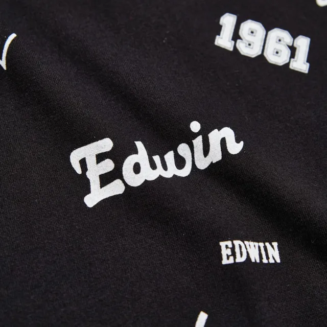【EDWIN】男裝 口袋滿版印花短袖T恤(黑色)