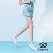 【KING GOLF】實體同步款-女款歐式花朵菱格紋印花休閒A字運動短裙/高爾夫球裙短裙(綠色)