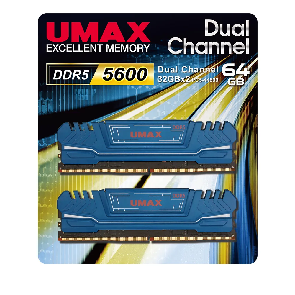 【UMAX】DDR5 5600 64G含散熱片-雙通道 桌上型記憶體(32Gx2)