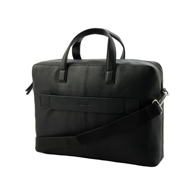 【Cerruti 1881】義大利原裝進口 頂級小牛皮公事包/斜背包(黑色 CECA06580M)