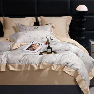 【A-nice】80支天絲棉兩用被床包組(雙人 專櫃級 鑲邊配色工藝 A-9004)