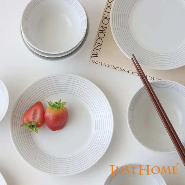【Just Home】日本製線沐陶瓷碗盤6件餐具組-飯碗+盤+筷(日本製 中式飯碗 盤)