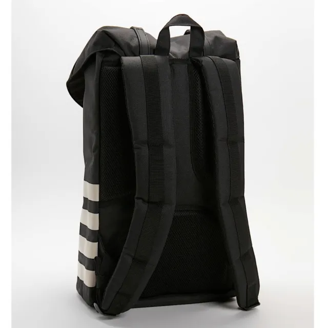【Herschel】雙11 Little America 中型 黑色 側邊條紋 磁扣 橡膠帶 筆電夾層 大容量 帆布 背包 