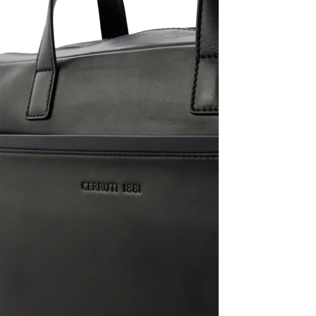 【Cerruti 1881】義大利原裝進口 頂級小牛皮公事包/斜背包(黑色 CECA06528M)