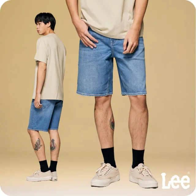 【Lee】男裝 牛仔短褲 / 涼感 903 寬鬆舒適 中藍洗水(LB422009345)