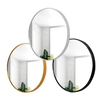 【CATIS】浴室鏡子圓鏡60cm單鏡(北歐風圓鏡 簡約浴室鏡 化妝鏡 免打孔圓鏡 壁掛式鏡)