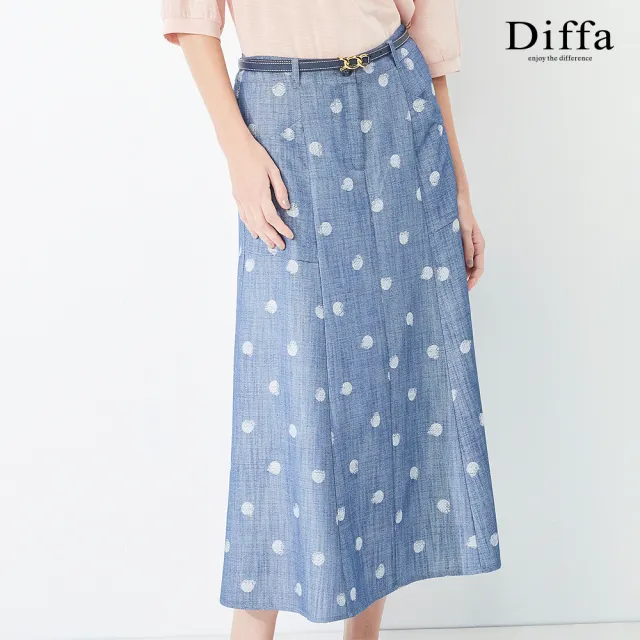 【Diffa】時尚美型波點長寬裙-女