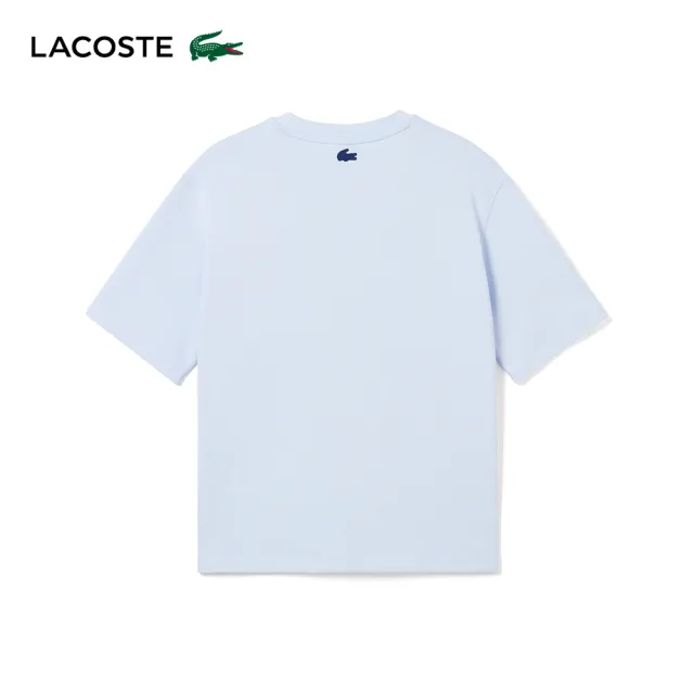 【LACOSTE】男裝-時尚肩飾條紋棉質短袖T恤(藍紫色)