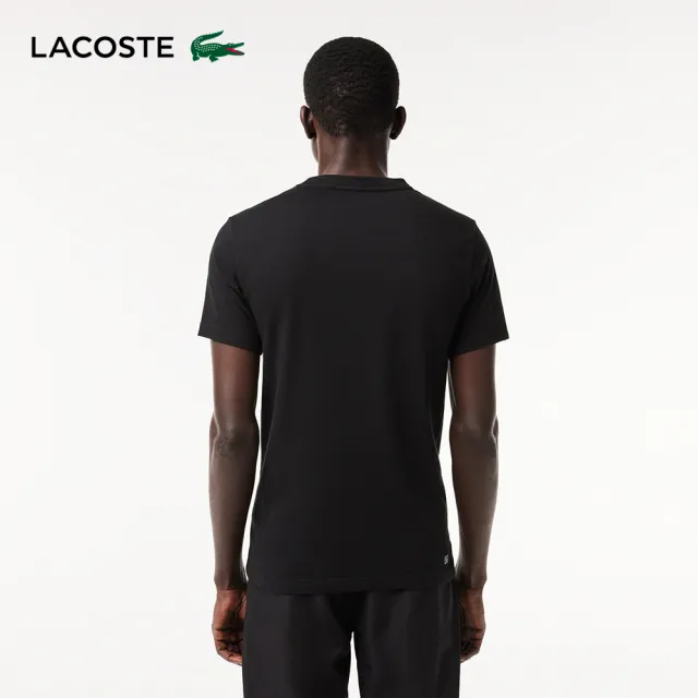 【LACOSTE】男裝-快乾描圖印花運動短袖T恤(黑色)