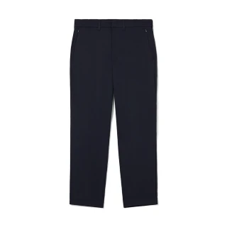 【LACOSTE】男裝-錐形褲管輕質斜紋工作褲(深淵藍)