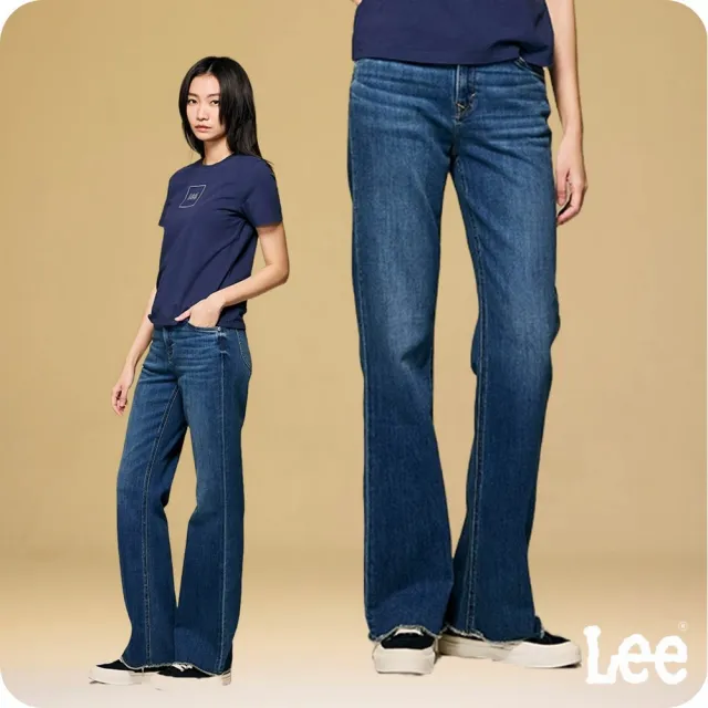 【Lee】女裝 牛仔褲 / 427 高腰標準 喇叭靴型 中深藍洗水(LB417046687)