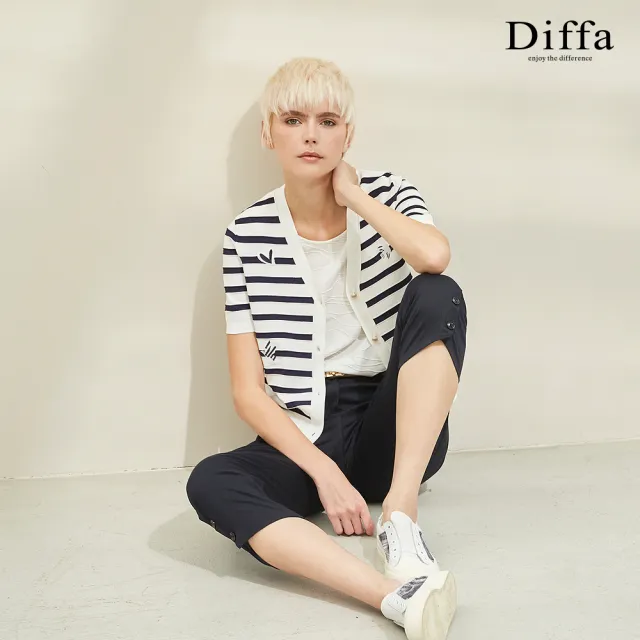 【Diffa】時尚美型褲口設計長褲-女