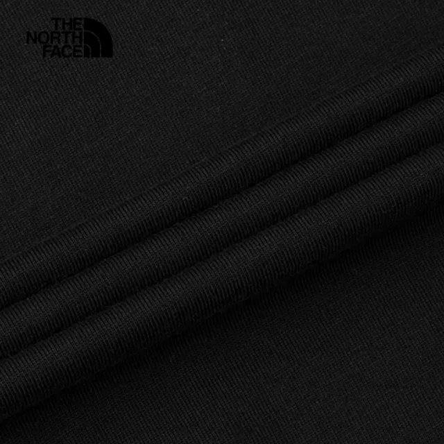 【The North Face 官方旗艦】北面男女款黑色純棉胸前大尺寸品牌標誌休閒長袖上衣｜88FZJK3