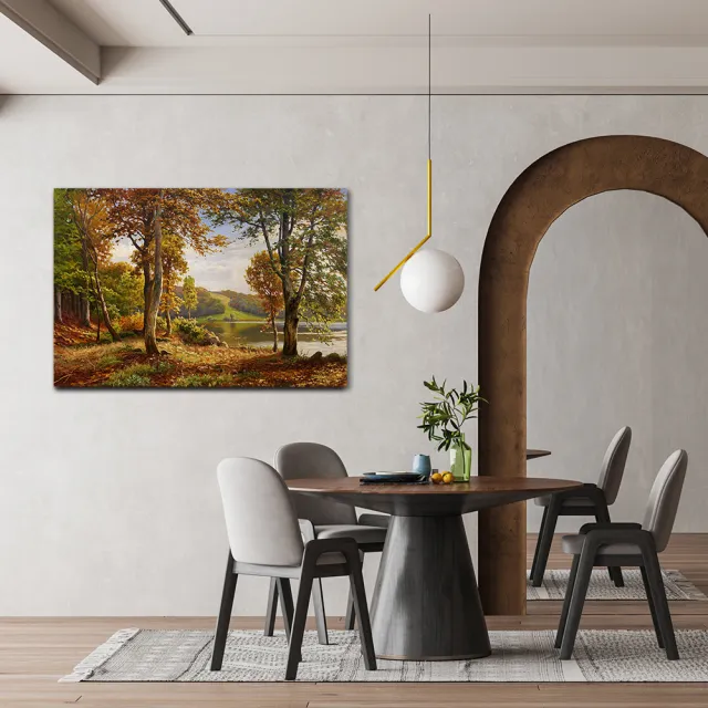 【御畫房】湖畔風景 國家一級畫師手繪油畫60×90cm(VF-194)
