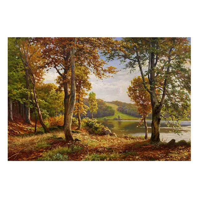 【御畫房】湖畔風景 國家一級畫師手繪油畫60×90cm(VF-194)