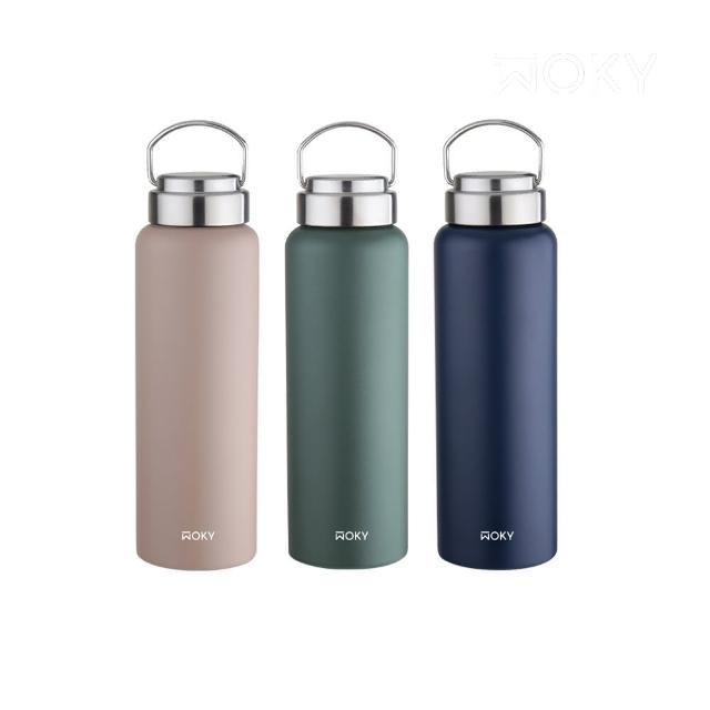 【WOKY 沃廚】買1送1_鈦陶瓷提手保溫杯800ml(隨行杯/保溫杯瓶/保冰杯瓶/水壺)