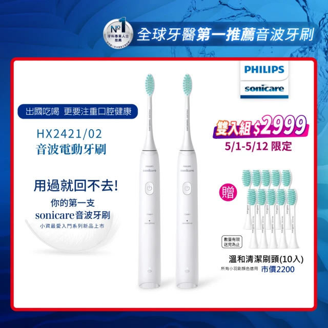 Philips 飛利浦 音波震動/電動牙刷-小羽刷白HX24