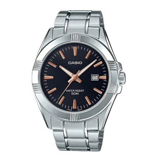 【CASIO 卡西歐】指針錶 不鏽鋼錶帶 50米防水 礦物玻璃(MTP-1308D-1A2)