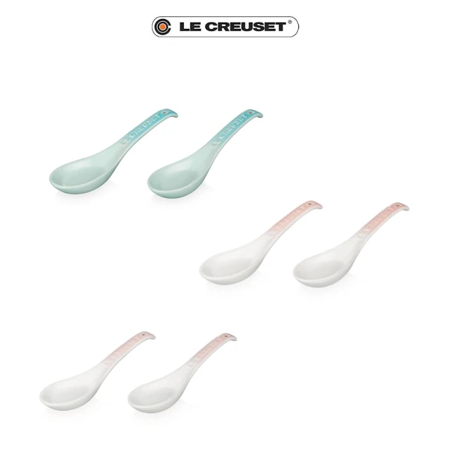 【Le Creuset】瓷器新采和風系列湯匙2入(棉花白/貝殼粉)
