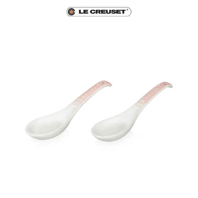 【Le Creuset】瓷器新采和風系列湯匙2入(棉花白/貝殼粉)