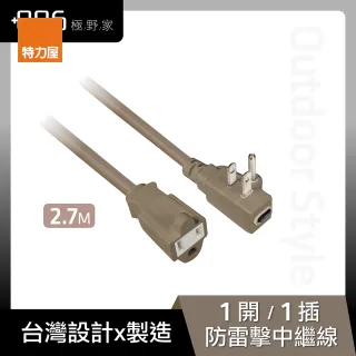 【特力屋】+886 極野家  專利過載保護3P延長線/中繼線2.7m 奶荼