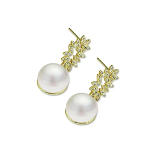 【大東山珠寶】天然珍珠耳環 絕美頂奢系列 愛的首席 10MM(時尚珍珠/鍍18K)