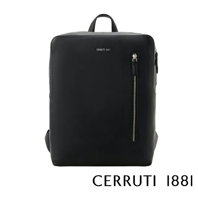 【Cerruti 1881】義大利原裝進口 頂級小牛皮後背包(黑色 CEZA06579M)