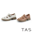 【TAS】寬帶魚骨編織真皮厚底鞋(米色)