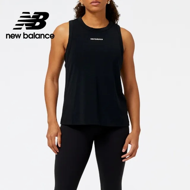 【NEW BALANCE】NB 圓領前短後長運動背心_女裝_黑色_WT31104BK(美版 版型偏大)