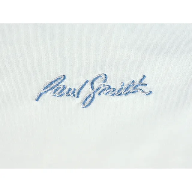 【Paul Smith】PAUL SMITH簽名陰影刺繡LOGO有機棉圓領短袖T恤(男款/白)