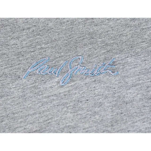 【Paul Smith】PAUL SMITH簽名陰影刺繡LOGO有機棉圓領短袖T恤(男款/灰)