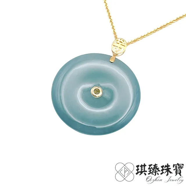 【琪臻珠寶】天然A貨翡翠糯冰種平安扣吊墜(18K金玉墜_糯冰翡翠_隨機出貨_618狂歡節_限時搶購)