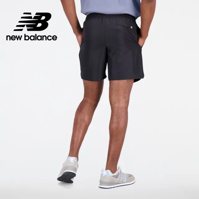 【NEW BALANCE】NB 腰鬆緊抽繩短褲_男裝_黑色_AMS31519BK(亞版 版型正常)