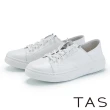 【TAS】牛皮免綁帶珍珠厚底休閒鞋(白色)